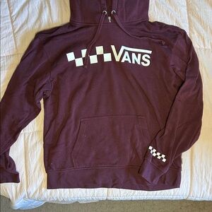 Vans Men’s Maroon Checker Logo Zip-Up Hoodie